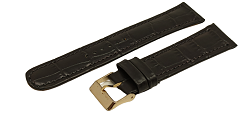 Bracelet montre  chrono noir en crocodile-disponible de 18mm à 24mm