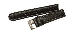Bracelet en crocodile modèle chrono-noir cousu a blanc
