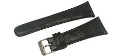 Bracelet montre facon croco noir - modèle chrono