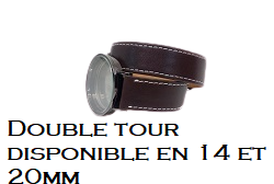 Bracelet montre marron double tour de poignet-Disponible en 14 et 20mm