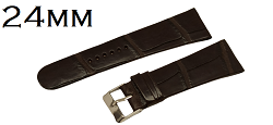 Bracelet montre en crocodile marron en 24mm-Plat.