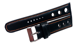 Bracelet montre chronosport noir cousu a orange.