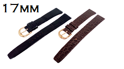 Bracelet montre en 17mm crocodile noir & marron