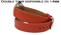 Bracelet montre 2 tour de poignet- Orange disponible en 14mm