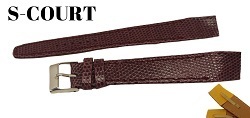Bracelet montre pour anses soudées S.Court en lézard bordeaux- Disponible en 18 et 20mm