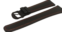 Bracelet montre chrono avec couture rouge-disponible de 18mm à 28mm
