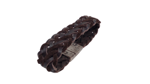 Bijou bracelet en cuir tressé marron