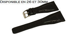 Bracelet montre modèle Antica en crocodile noir disponible en 26 et 30mm