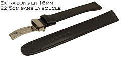 Bracelet montre extra long en 16mm avec boucle deployante